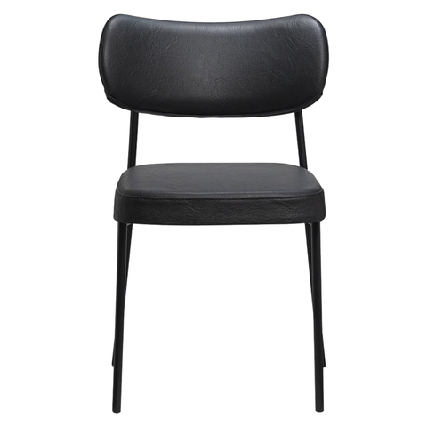 Kit 2 Cadeira de Escritório Estofadas Leather Base Fixa Recepção Secretária Sala Jantar Preto