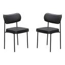 Ver imagem 4 de Kit 2 Cadeira de Escritório Estofadas Leather Base Fixa Recepção Secretária Sala Jantar Preto