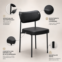 Ver imagem 4 de Kit 2 Cadeira de Escritório Estofadas Leather Base Fixa Recepção Secretária Sala Jantar Preto