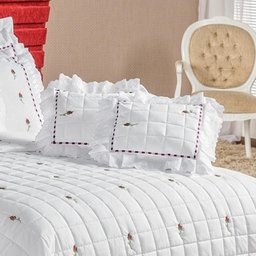 Kit Cobre Leito Queen Felicitá Percal 200 Fios Bordado 100% Algodão 9 Peças - Branco - 2
