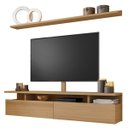 Ver imagem 3 de Bancada Suspensa 180cm com Prateleira e Suporte para TV até 60 Pol. Light H01 Freijó - Mpozenato