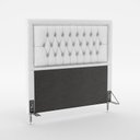 Ver imagem 2 de Kit Cabeceira Decorativa Para Cama Box Antares e Calçadeira Sagitarius 160 Cama Queen Couro Artifici