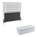 Ver imagem 1 de Kit Cabeceira Decorativa Para Cama Box Antares e Calçadeira Sagitarius 160 Cama Queen Couro Artifici