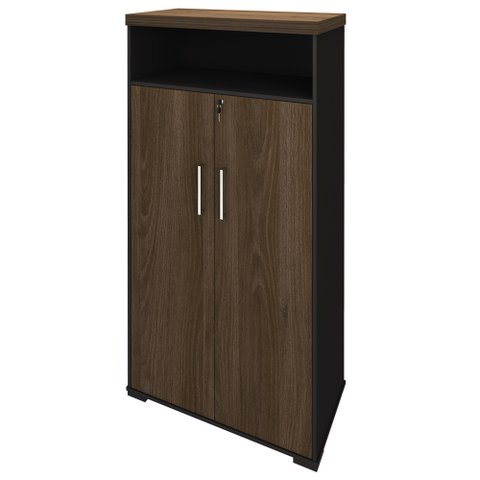 Armário Alto para Escritório 89cm Tamburato A06 Marrom/Preto - Mpozenato Executiva