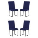 Ver imagem 3 de Kit 4 Cadeira Estofadas Base de Ferro Preto para Mesa Jantar Cor:azul Marinho