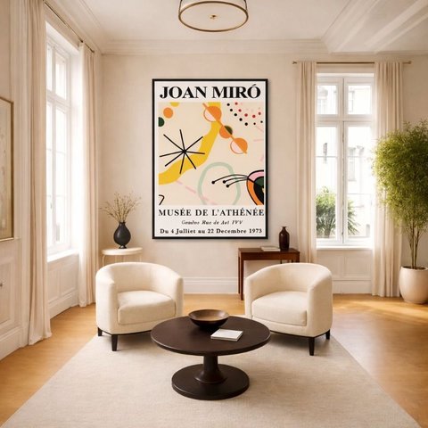 Quadro Canvas Joan Miro Elements Poster 90x60cm Mold Preta