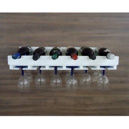 Porta Taças e Prateleira Adega New Suporte Decorativo para Vinhos e Garrafas Branco Laca - 2