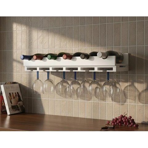 Porta Taças e Prateleira Adega New Suporte Decorativo para Vinhos e Garrafas Branco Laca