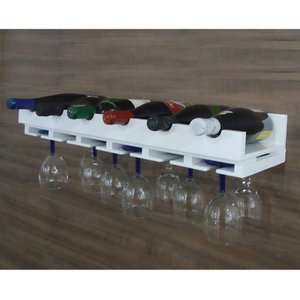Porta Taças e Prateleira Adega New Suporte Decorativo para Vinhos e Garrafas Branco Laca