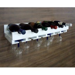 Porta Taças e Prateleira Adega New Suporte Decorativo para Vinhos e Garrafas Branco Laca - 5
