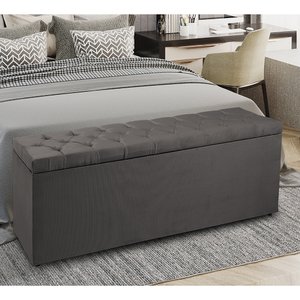 Recamier Baú 1,40m Madrid Suede Cinza Dal Poz Estofados
