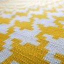 Ver imagem 2 de Capa de almofada VivaIN linho geométrico cru com amarelo