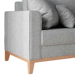 Sofá 3 Lugares Beny Base De Madeira Linho Cinza Rr Decor - 5