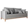 Sofá 3 Lugares Beny Base De Madeira Linho Cinza Rr Decor - 4