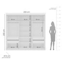 Ver imagem 2 de Guarda Roupa Casal 220cm 3 Portas de Correr com Espelho 240856 Lisboa Politorno Móveis
