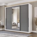 Ver imagem 1 de Guarda Roupa Casal 220cm 3 Portas de Correr com Espelho 240856 Lisboa Politorno Móveis