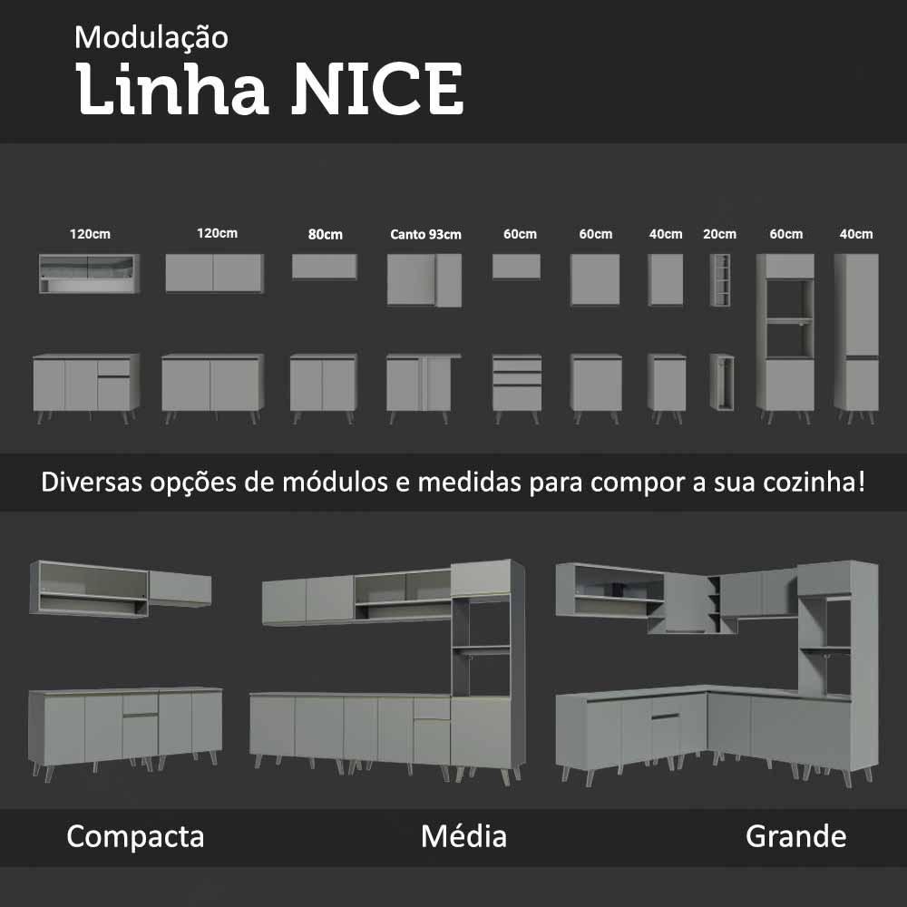 Armário de Cozinha Completa 300cm Cinza Nice Madesa 02 - 11