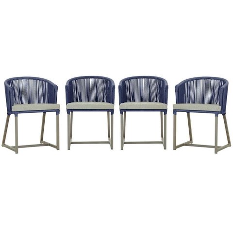 4 Cadeiras de Jantar Noronha Fendi Corda Náutica E3 Trama Azul