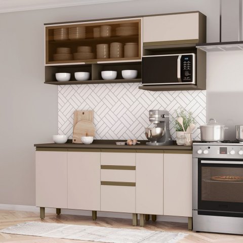Cozinha Compacta Connect 7 Portas 2 Gavetas 100% Mdf Duna/cristal - Henn