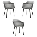 Ver imagem 1 de Kit 3 Cadeiras Decorativas Prescott Sala de Jantar Pp/pu Cinza G56 - Gran Belo