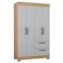 Ver imagem 4 de Cômoda 868 4 Gavetas e 1 Porta com Guarda Roupa Solteiro Tóquio 4 Portas Damasco Off White -