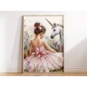 Ver imagem 1 de Quadro Decorativo Bailarina Unicórnio Quarto Menina Decoração