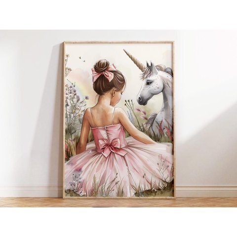 Quadro Decorativo Bailarina Unicórnio Quarto Menina Decoração