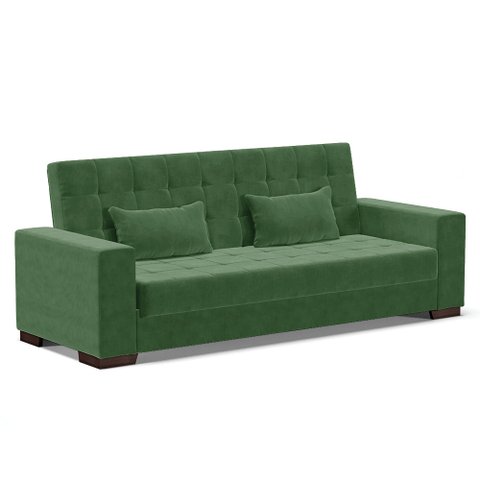 Sofá Cama 02 lugares Lisboa Suede Pés de Madeira - D’Rossi - Verde