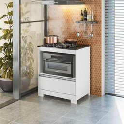 Balcão para Cooktop 4 Bocas Com 1 Gaveta e Espaço para Forno Branco New/Granito - 5