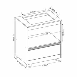 Balcão para Cooktop 4 Bocas Com 1 Gaveta e Espaço para Forno Branco New/Granito - 7