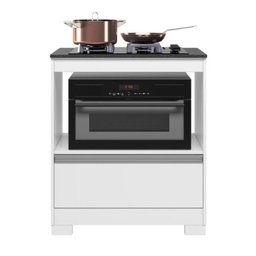Balcão para Cooktop 4 Bocas Com 1 Gaveta e Espaço para Forno Branco New/Granito - 4