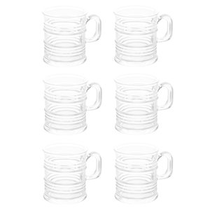 Cj 6 Canecas de Vidro Para Café Vintage Transparente 245ml Lyor
