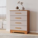 Ver imagem 1 de Cômoda 4 Gavetas Compacta 64cm Lídia Marrom/Cinamomo/Off White