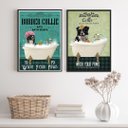 Ver imagem 1 de Kit 2 Quadros Banheiro Cão Border Collie 33x24cm - com Vidro:madeira Branca