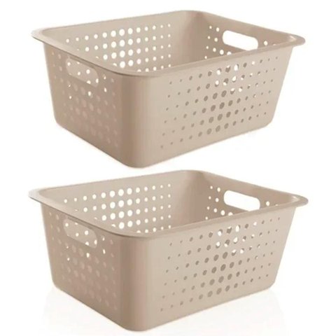 Kit 2 Caixas Organizadoras 40 Litros ou Bege