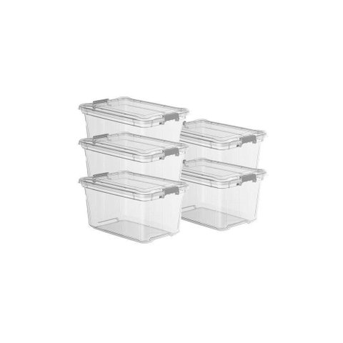 Kit 5 Organizadores 27l Plasvale Transparente
