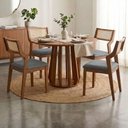 Ver imagem 2 de Mesa de Jantar Redonda Pitanga com 4 Cadeiras Estofadas Acai Linho Grafite Natuem