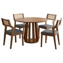 Ver imagem 1 de Mesa de Jantar Redonda Pitanga com 4 Cadeiras Estofadas Acai Linho Grafite Natuem
