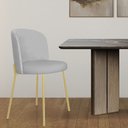 Ver imagem 4 de Cadeira Decorativa Sala de Jantar Elegance Base Champanhe Linho Cinza - Montanaris Decor