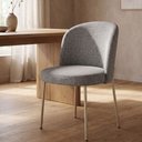 Ver imagem 3 de Cadeira Decorativa Sala de Jantar Elegance Base Champanhe Linho Cinza - Montanaris Decor