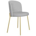 Ver imagem 1 de Cadeira Decorativa Sala de Jantar Elegance Base Champanhe Linho Cinza - Montanaris Decor