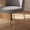 Ver imagem 6 de Cadeira Decorativa Sala de Jantar Elegance Base Champanhe Linho Cinza - Montanaris Decor