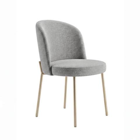 Cadeira Decorativa Sala de Jantar Elegance Base Champanhe Linho Cinza - Montanaris Decor