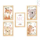 Ver imagem 1 de Kit 5 Quadros Decorativos Safari Baby Aquarela Menina:pinus