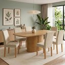 Ver imagem 1 de Conjunto Mesa de Jantar 6 Lugares MDF 180x90cm Diana e Espanha Cinamomo e Bege