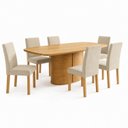 Ver imagem 2 de Conjunto Mesa de Jantar 6 Lugares MDF 180x90cm Diana e Espanha Cinamomo e Bege