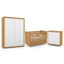 Ver imagem 1 de Dormitório Tutto New 4 Portas, Cômoda 4 Gavetas e Berço Freijó/Branco Soft - Matic Móveis