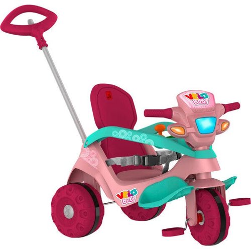 Triciclo Infantil Bandeirante Velobaby Reclinável - 2 em 1 - Pedal e  Passeio com Aro - Rosa