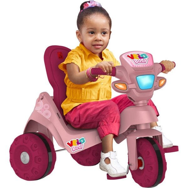 Triciclo Infantil Bandeirante Velobaby Reclinável - 2 em 1 - Pedal