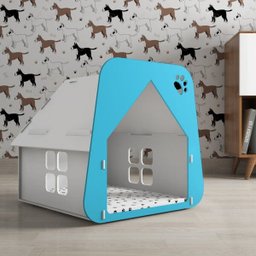 Casinha Pet Cachorro/Gato Branca e Azul Claro - Tamanho P - 1